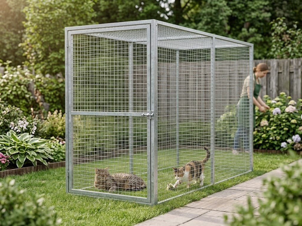 Catio pour Chat 3 x 1,5 x 1,5 m en Acier Galvanisé – au quotidien