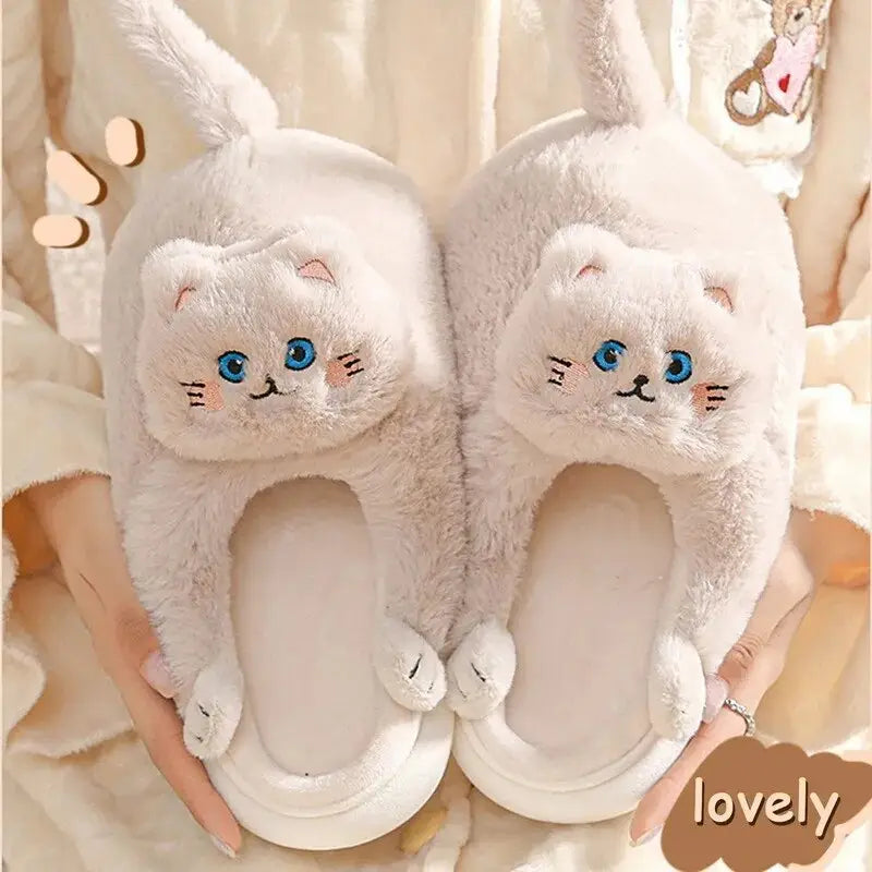 Chaussettes en coton doux Cat Lover - Chaussons blancs avec yeux bleus, design doux et élégant
