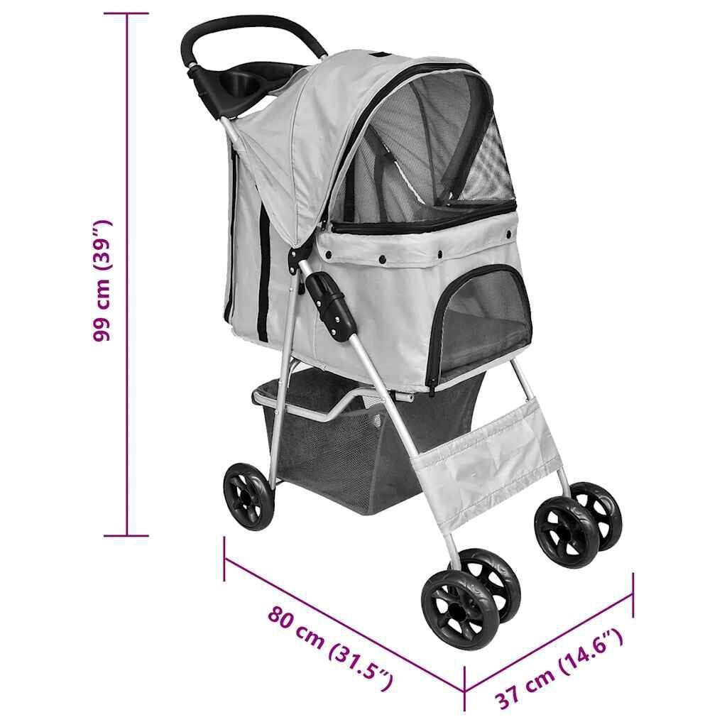 Poussette pour Chat et Petit Chien Pliable jusqu'à 15 kg Grise – vue 5