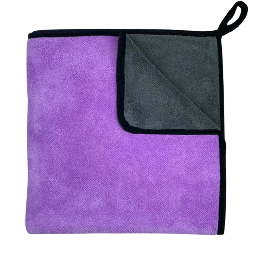 Serviette en microfibre super absorbante violette et noire avec bordure noire Transparent Background