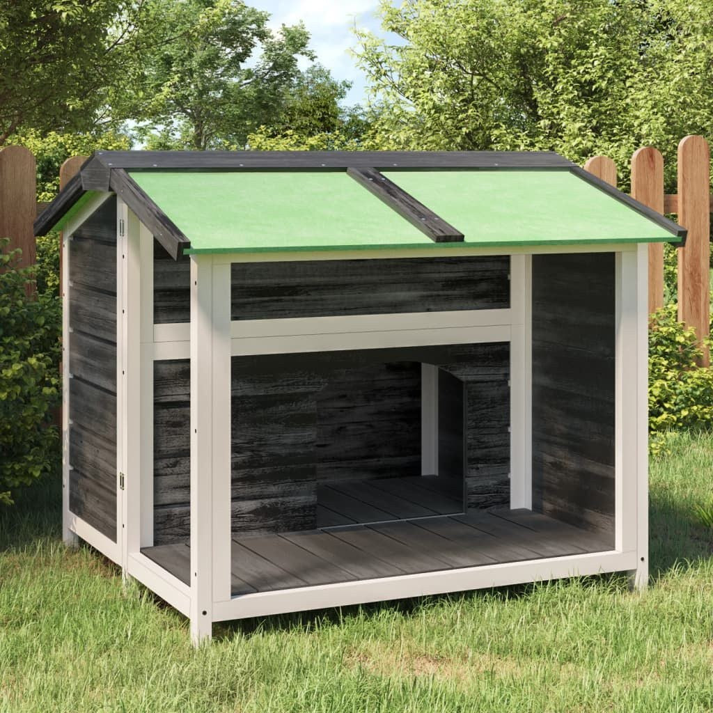 Abri pour Chien avec Auvent 96 x 87 x 80,5 cm Pin Massif Gris