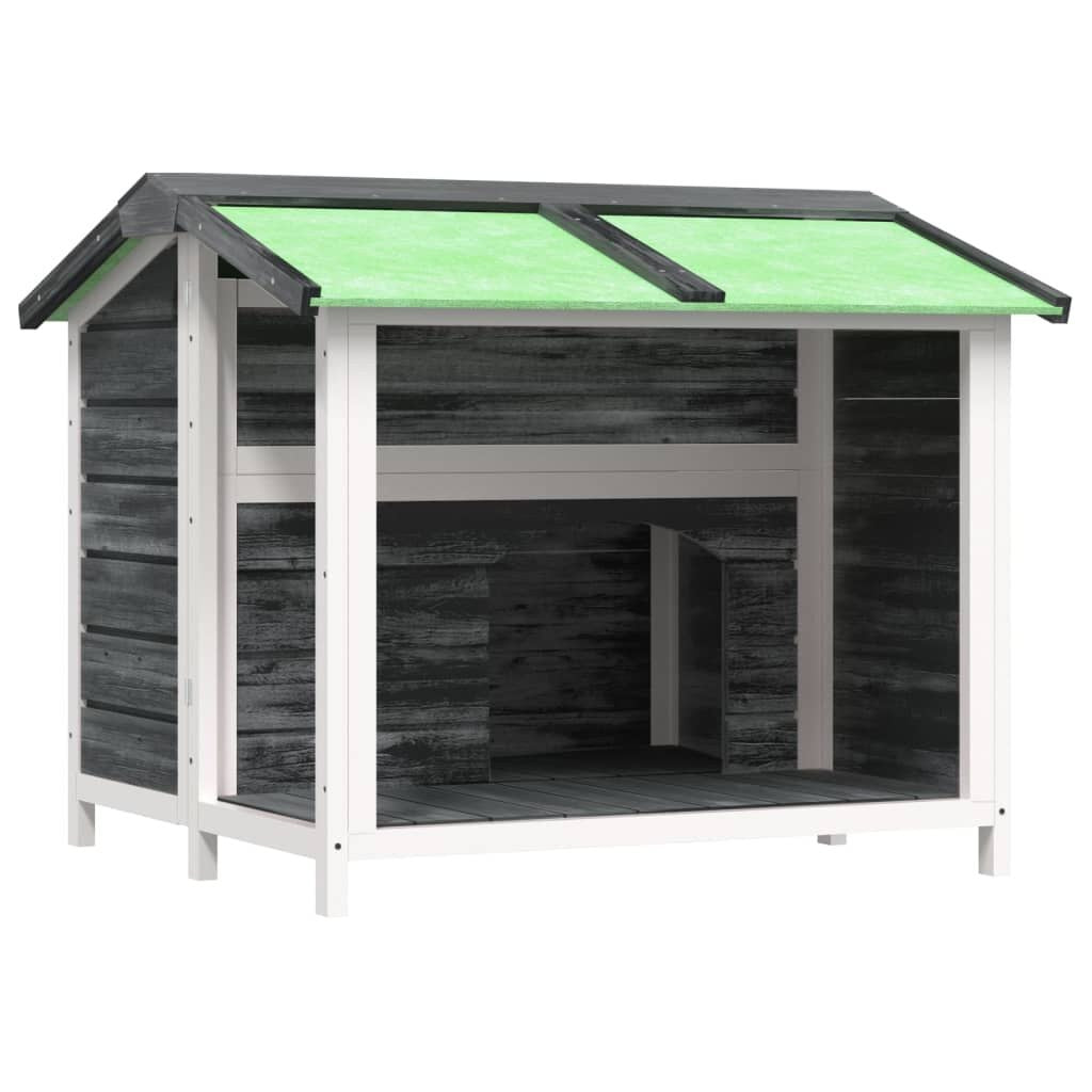 Abri pour Chien avec Auvent 96 x 87 x 80,5 cm Pin Massif Gris – vue 2