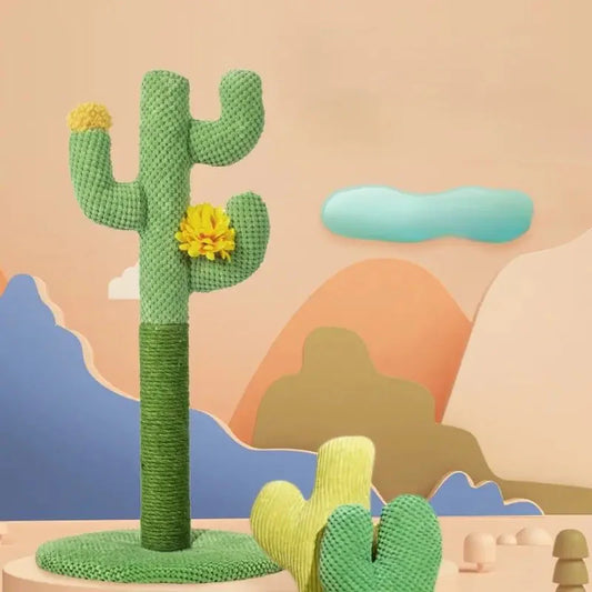 Arbre à Chat Cactus avec Fleur Jaune : Arbre à Chat, Chat Cactus, Planche à Gratter