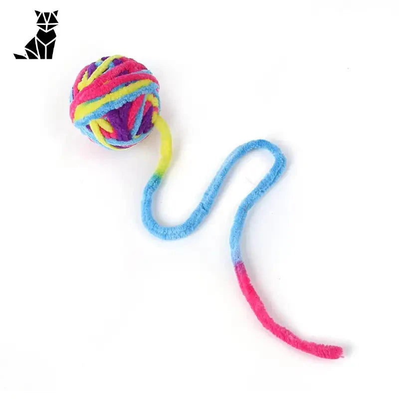 Balle interactive colorée avec fil de laine - jouets à mâcher pour chats
