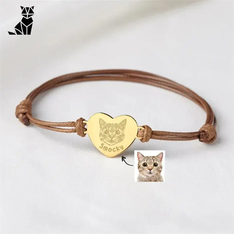 Bracelet pour chat avec breloque en forme de coeur - Bracelet personnalisé avec photo d’animal de compagnie