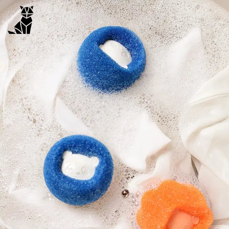 Donuts dans un bol d’eau savonneuse - Brosse Anti-Peluche pour machine à laver