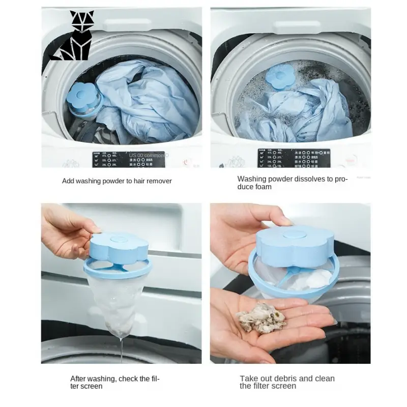 Machine à laver avec un tissu bleu - Brosse Anti-Peluche pour Machine à Laver