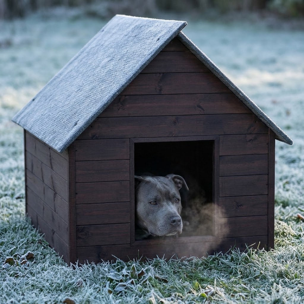Niche pour Staffie – Isolée, Bois Palissandre, XXL – Au chaud malgré le poil court