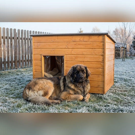 Niche pour Gros Chien – Isolée, Bois Teck, 3XL – en situation au jardin