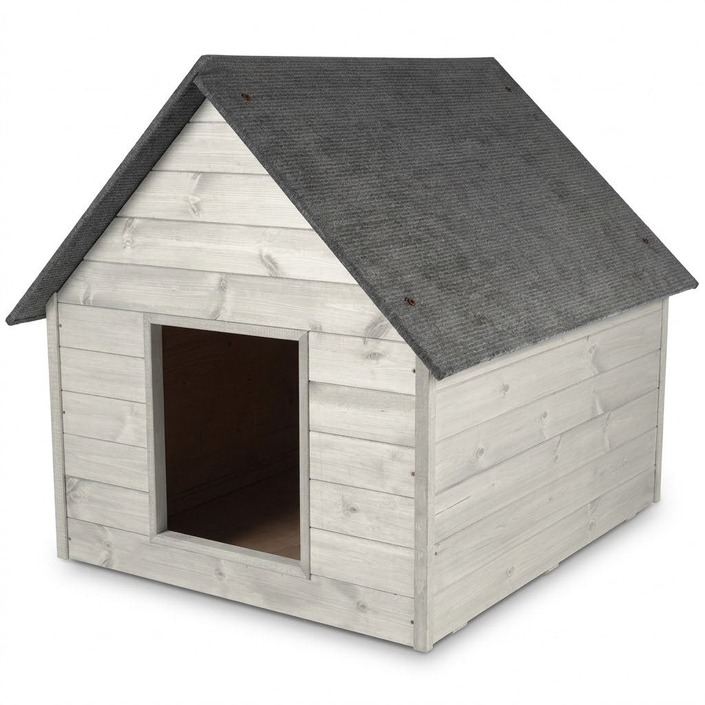 Niche pour Husky – Isolée, Bois Blanc, XXL – photo produit sur fond blanc