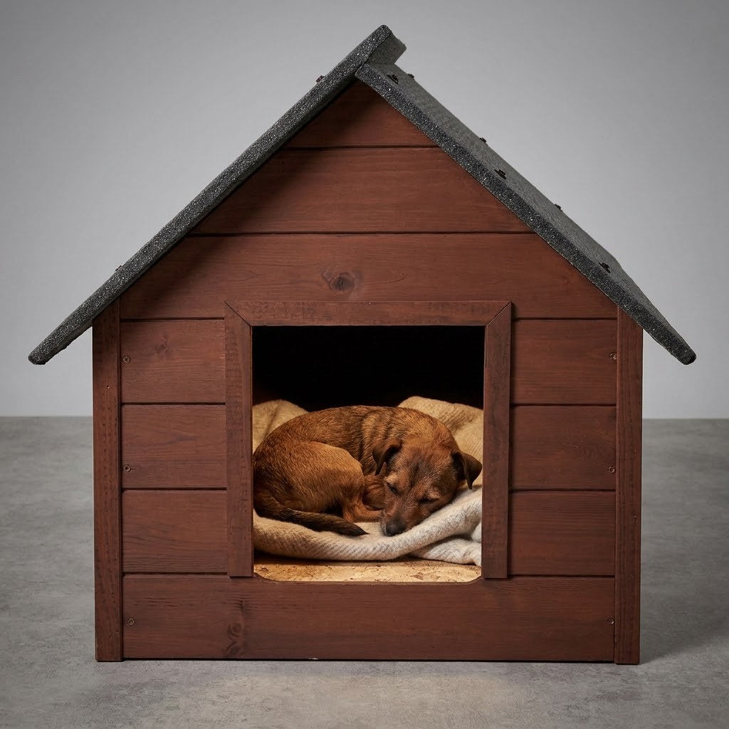 Niche Chien Taille L – Isolée, Bois Palissandre – Isolée pour l'hiver