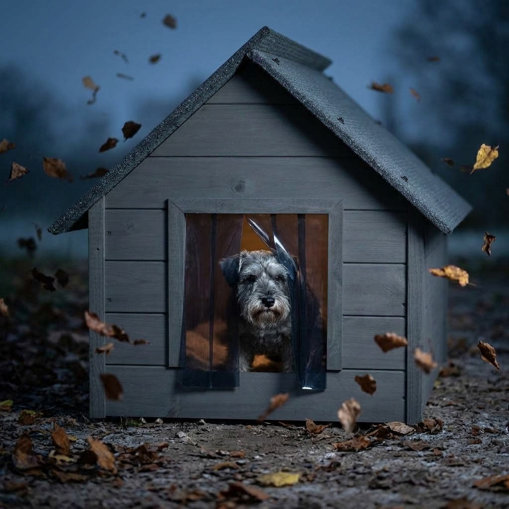 Niche Chien Grise – Isolée, Bois Anthracite, Taille L – Isolée contre le froid