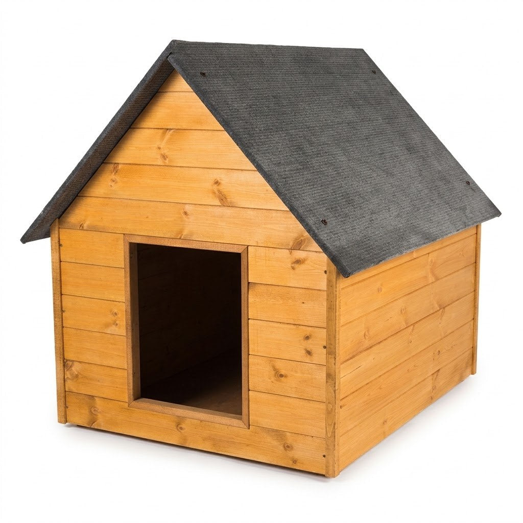 Niche pour Rottweiler – Isolée, Bois Teck, XXL – photo produit sur fond blanc