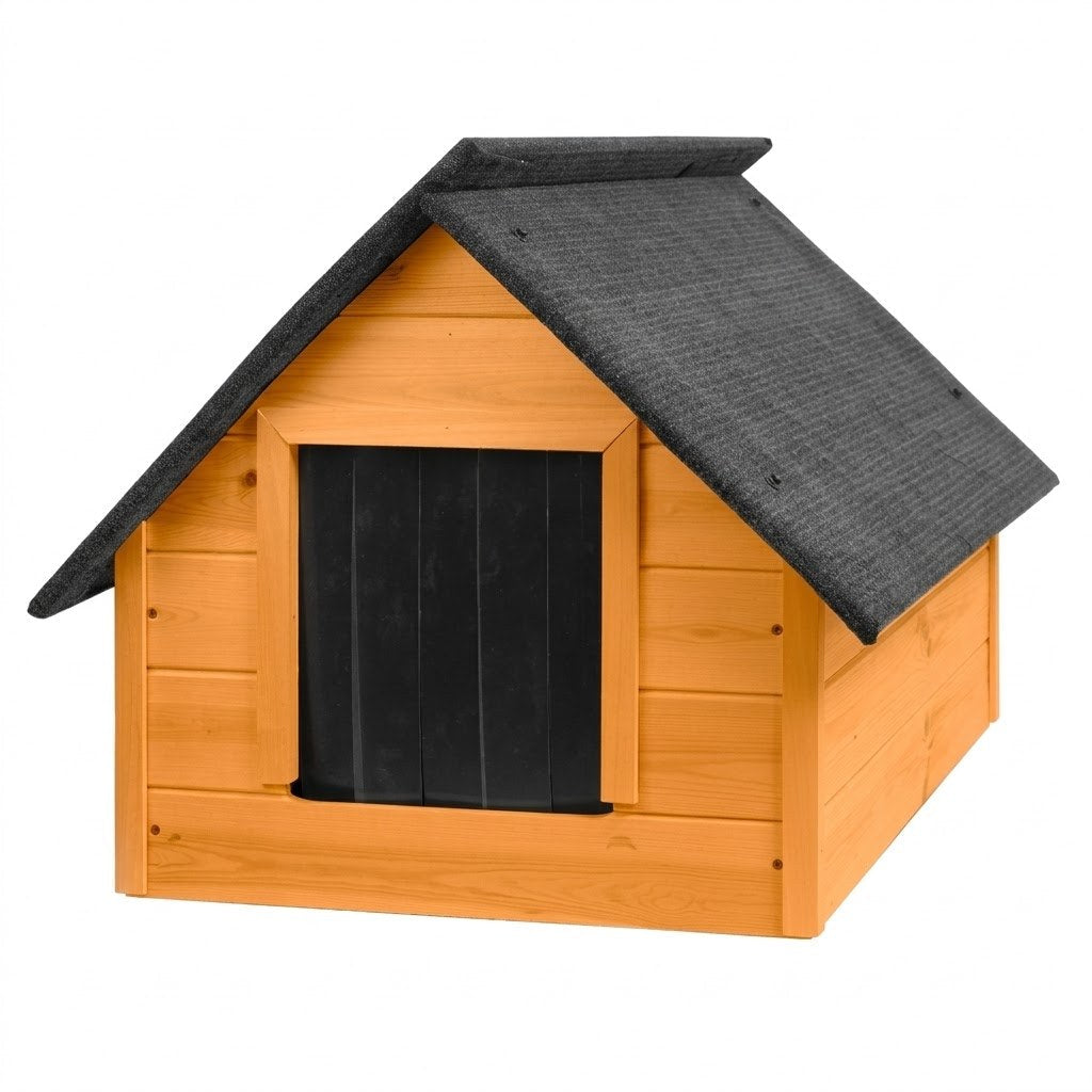 Niche pour Shih Tzu – Isolée, Bois Teck, Taille M – photo produit sur fond blanc