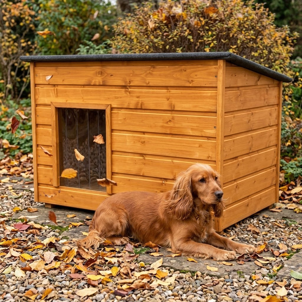 Niche pour Chien Moyen – Isolée, Bois Teck, 2XL – Sec même après la pluie