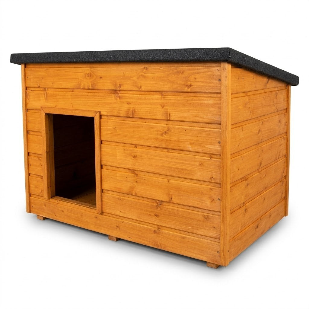 Niche pour Chien Moyen – Isolée, Bois Teck, 2XL – photo produit sur fond blanc