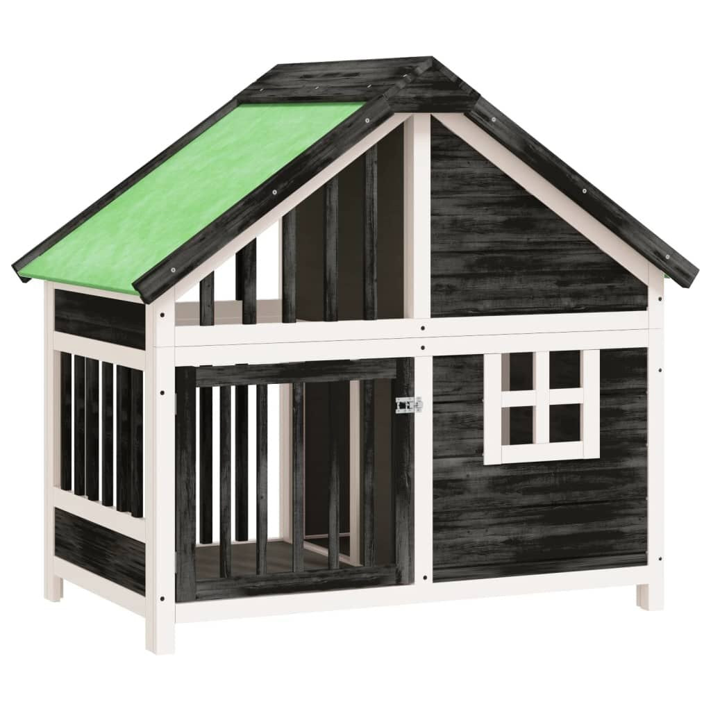 Cabane pour Chien en Bois avec Fenêtre 96 x 60,5 x 87 cm Gris – vue 2