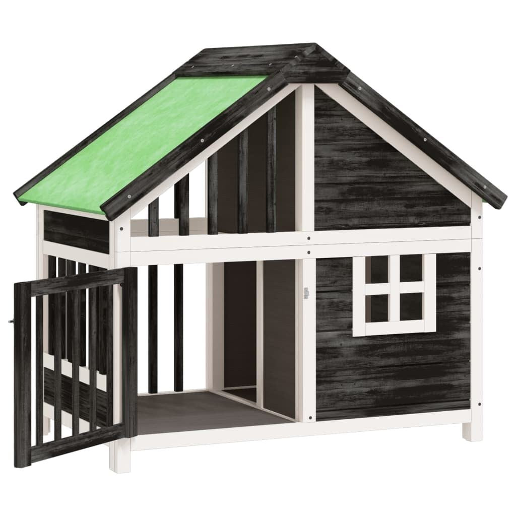 Cabane pour Chien en Bois avec Fenêtre 96 x 60,5 x 87 cm Gris – vue 3