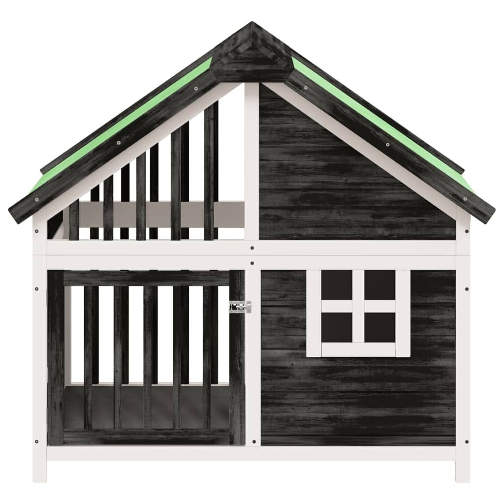 Cabane pour Chien en Bois avec Fenêtre 96 x 60,5 x 87 cm Gris – vue 4