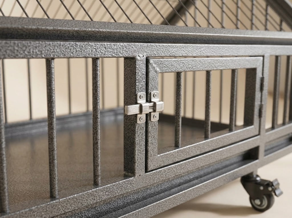 Cage Chien Intérieur avec Toit et Roulettes 92 x 62 x 106 cm en Acier – détail des finitions
