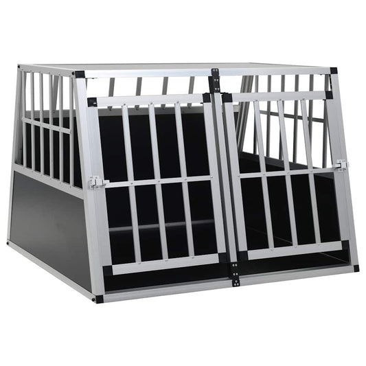 Cage Chien Voiture à Double Porte 94 x 88 x 69 cm en Aluminium