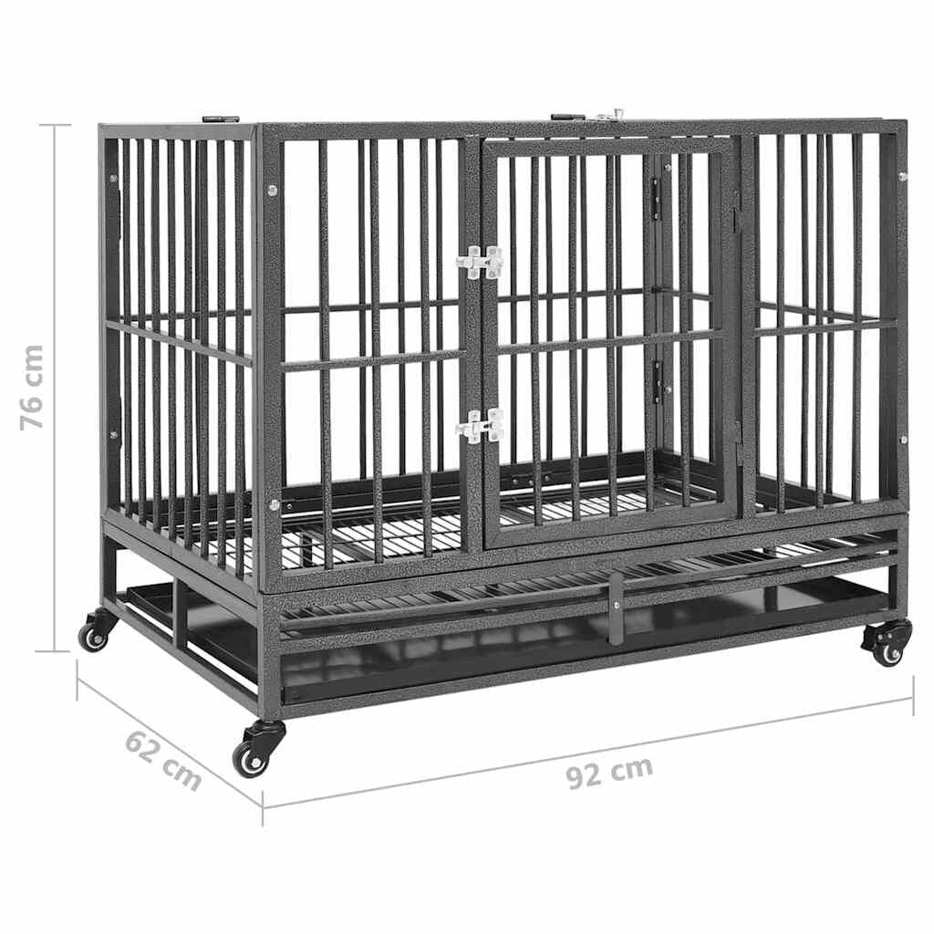 Cage pour Chien sur Roulettes 92 x 62 x 76 cm en Acier – vue 8