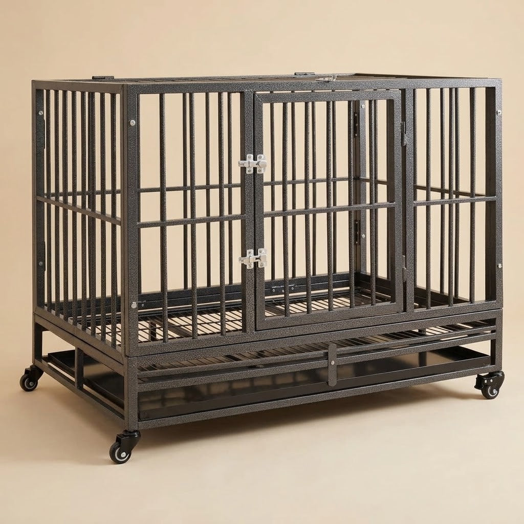 Cage pour Chien sur Roulettes 92 x 62 x 76 cm en Acier – photo du produit