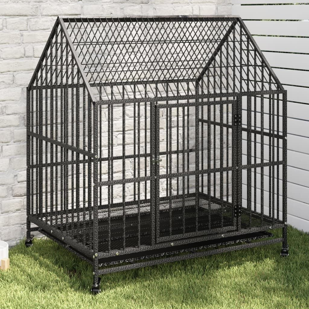 Cage pour Grand Chien sur Roulettes 100 x 77 x 115 cm Acier Galvanisé Noir