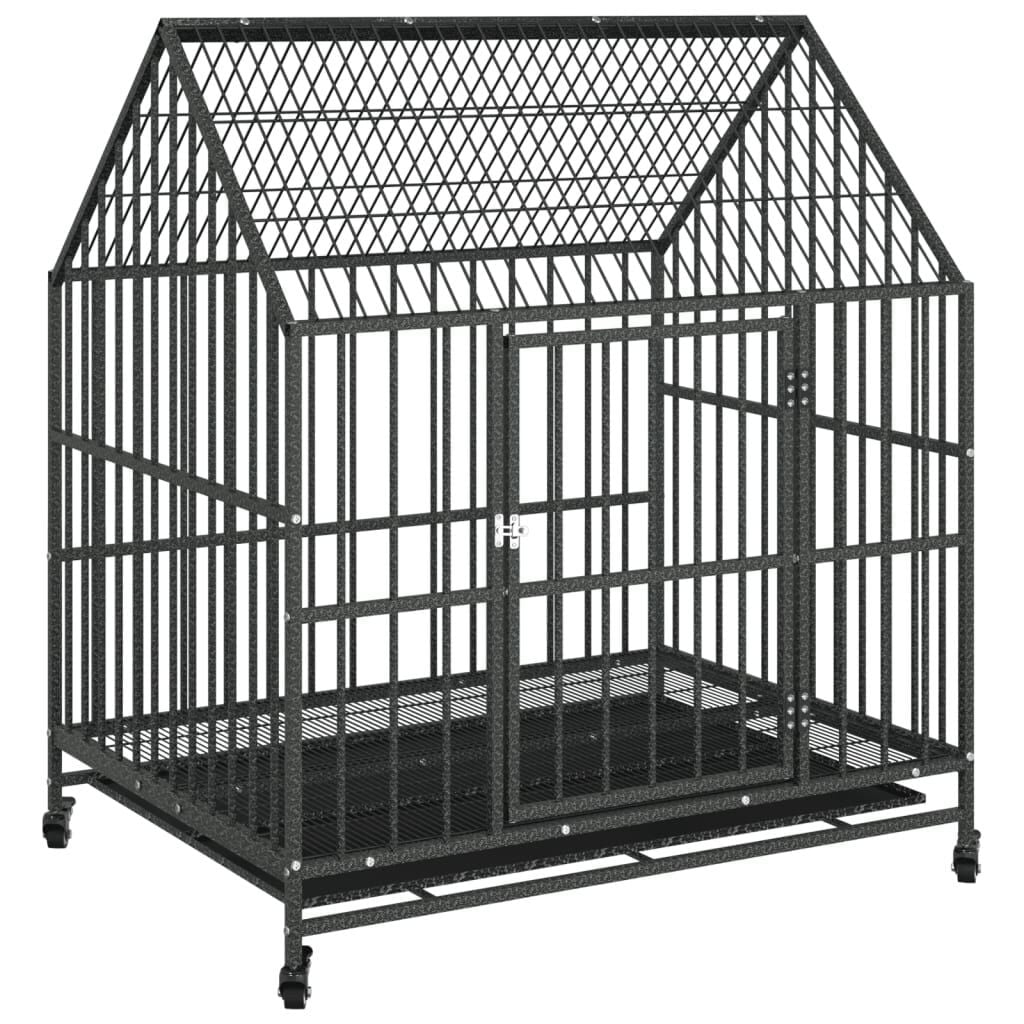 Cage pour Grand Chien sur Roulettes 100 x 77 x 115 cm Acier Galvanisé Noir – vue 2
