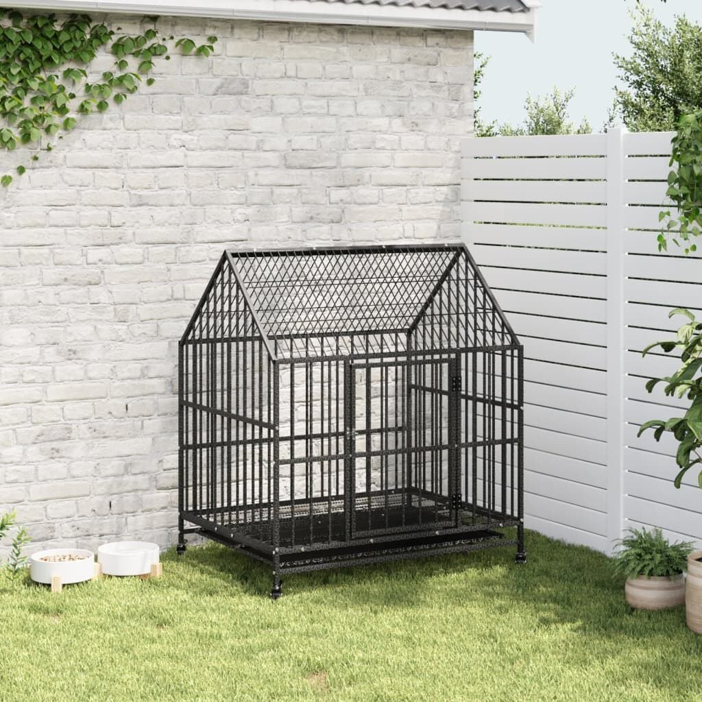 Cage pour Grand Chien sur Roulettes 100 x 77 x 115 cm Acier Galvanisé Noir – vue 3