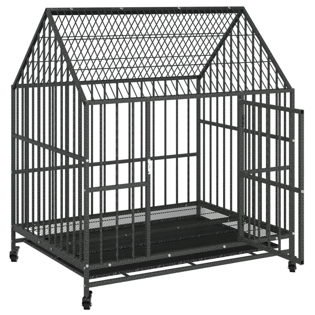 Cage pour Grand Chien sur Roulettes 100 x 77 x 115 cm Acier Galvanisé Noir – vue 4