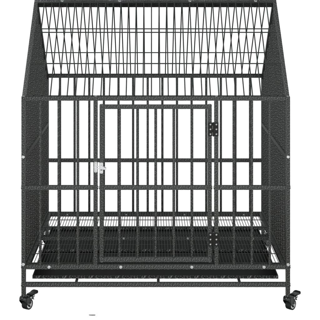 Cage pour Grand Chien sur Roulettes 100 x 77 x 115 cm Acier Galvanisé Noir – vue 5