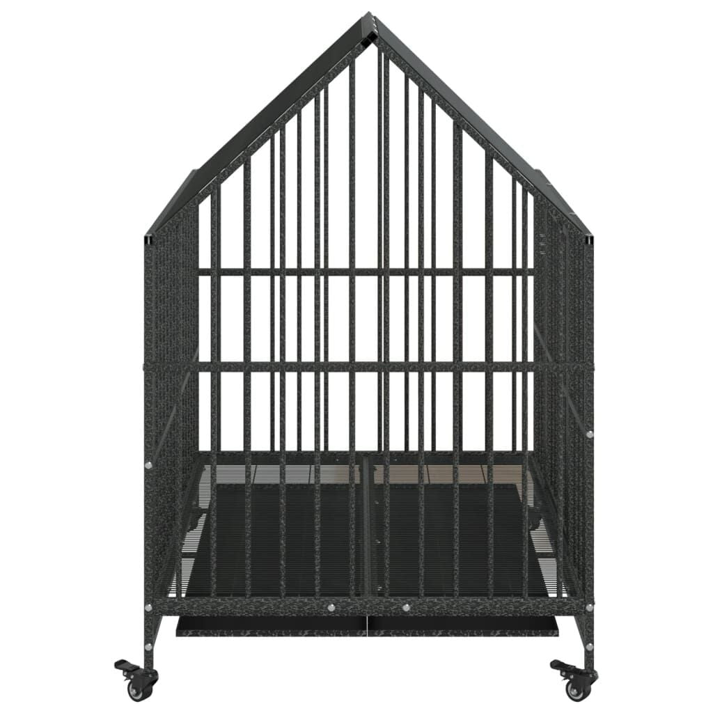 Cage pour Grand Chien sur Roulettes 100 x 77 x 115 cm Acier Galvanisé Noir – vue 6