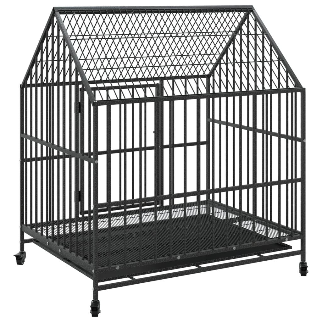 Cage pour Grand Chien sur Roulettes 100 x 77 x 115 cm Acier Galvanisé Noir – vue 7