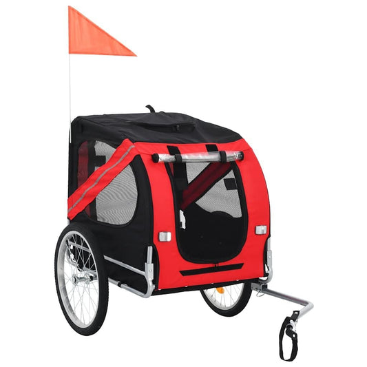 Carriole Vélo Chien Pliable en Tissu Oxford Rouge et Noir