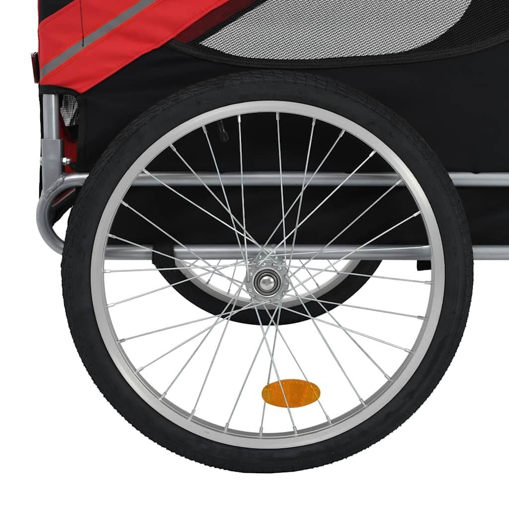 Carriole Vélo Chien Pliable en Tissu Oxford Rouge et Noir – vue 4