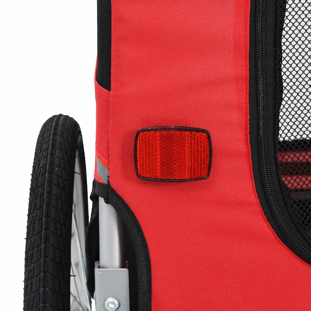 Carriole Vélo Chien Pliable en Tissu Oxford Rouge et Noir – vue 5