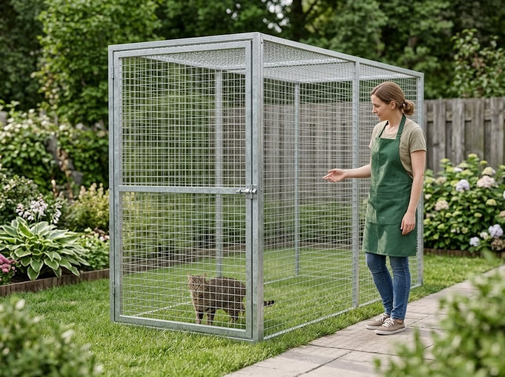 Catio pour Chat 3 x 1,5 x 1,5 m en Acier Galvanisé – taille réelle