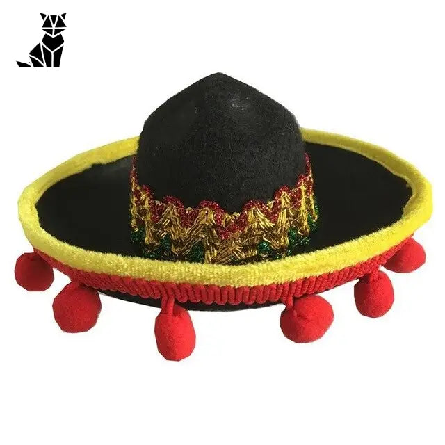 Chapeau noir unique avec pompon rouge pour un confort optimal, parfait pour les chiens échappés en Colombie