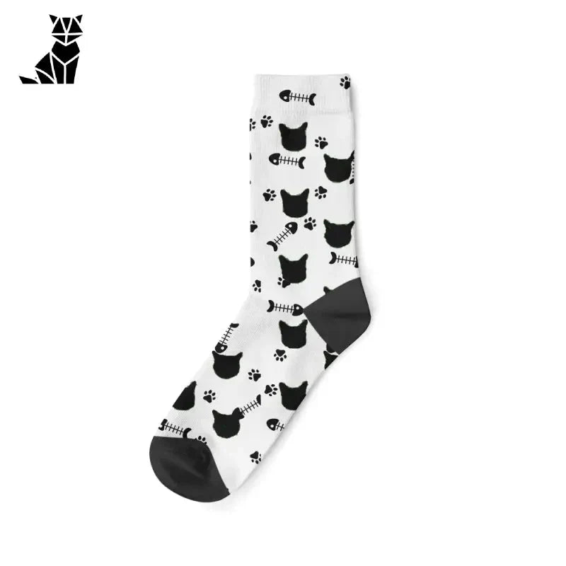 Chaussettes personnalisées pour chats : Chaussettes confortables et élégantes à motif de chat noir et blanc