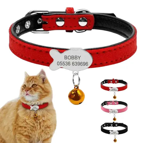 Collier Chat En Cuir Avec Médaille Personnalisable Transparent Background