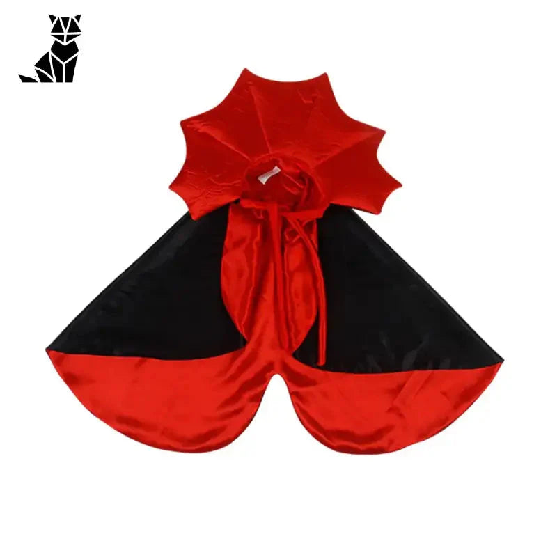 Un manteau de chien rouge et noir avec un nœud pour un costume d’Halloween étoilé