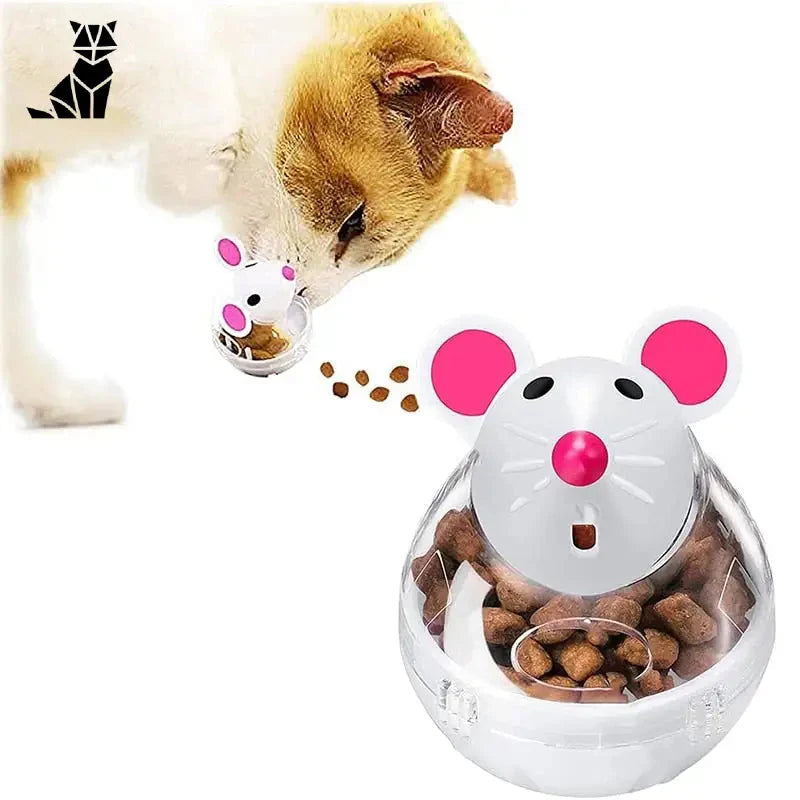Distributeur de nourriture interactif pour chat : Un chat qui mange de la nourriture interactive dans un bol avec une cloche intégrée, améliorez l’heure