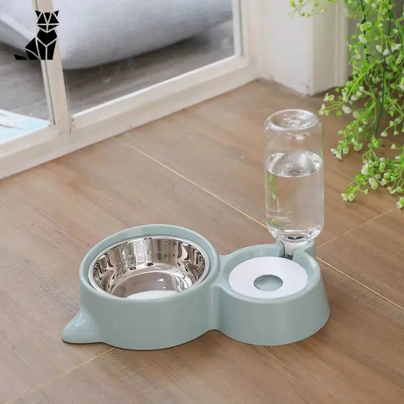 Gamelle double : Nourriture et eau - Idéal pour les chiens et les chats, comprenant une gamelle pour chien avec de l’eau et un verre