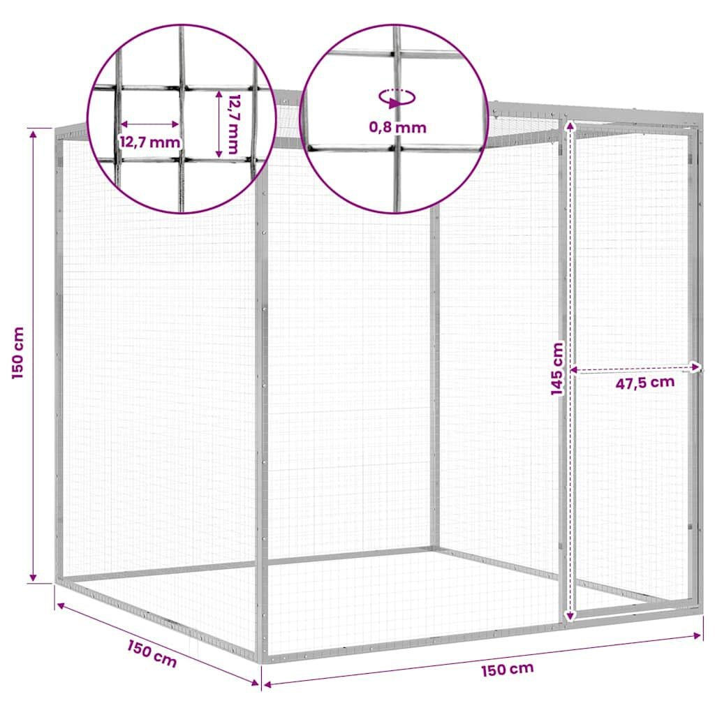 Enclos Chat Extérieur 1,5 x 1,5 x 1,5 m en Acier Galvanisé – vue 5