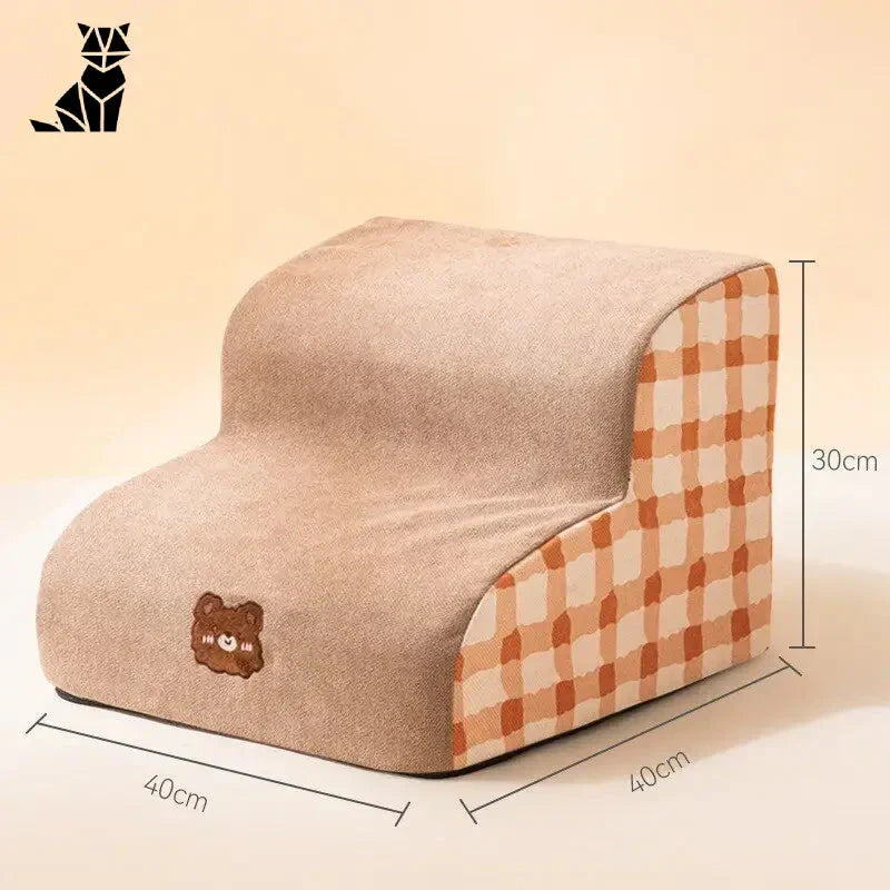 Coussin pour chien avec motif à carreaux marron et blanc dans Escalier Confortable pour Petits Chiens et Chats