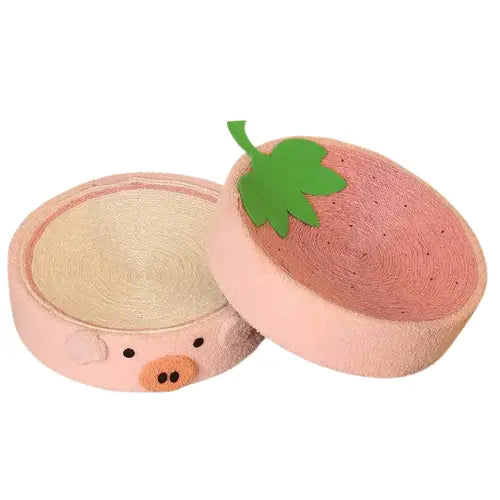 Griffoir Chic pour chat : Panier à cochon rose avec feuille verte - Accessoire pour animaux de compagnie Transparent Background