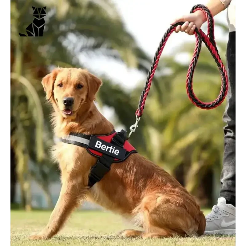 Harnais pour chien personnalisé : Chien Personnalisé avec laisse attachée