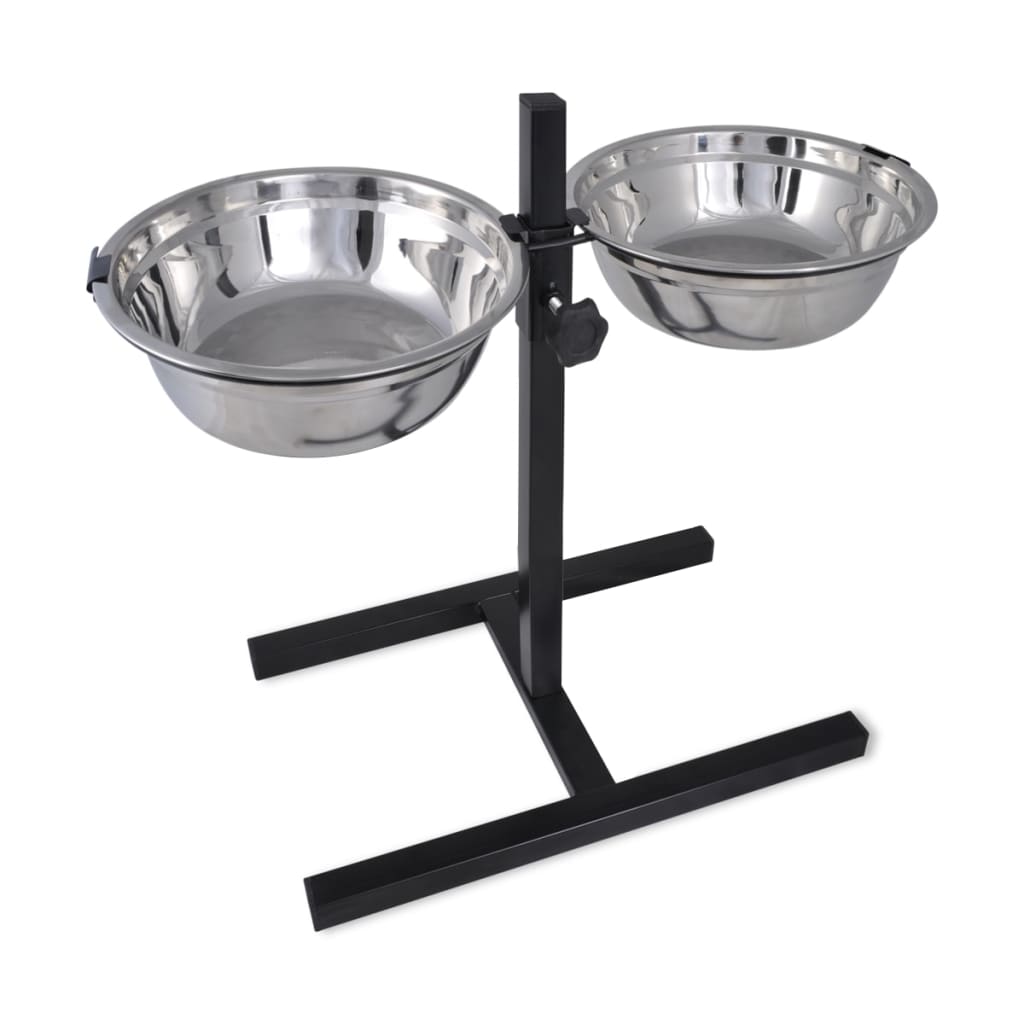 Support réglable avec 2 gamelles inox