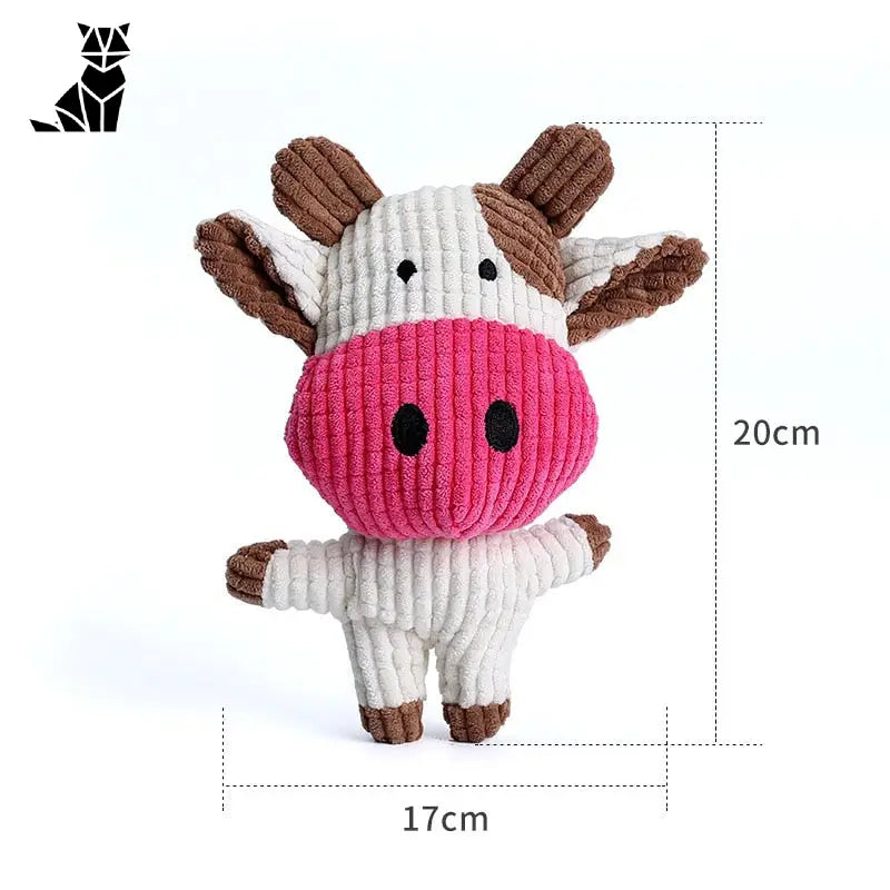 Forme d’âne jouet - Jouet en peluche Vache avec nez rose et couineur intégré